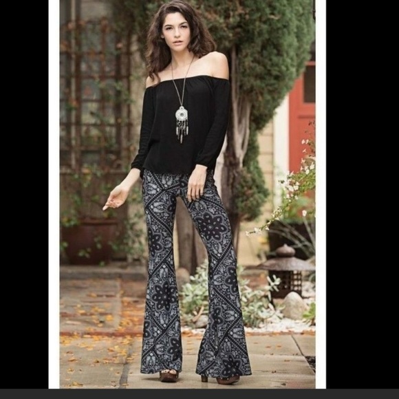 shosho Pants - Women Paisley Print Boho Flare Bell Bottom Pants (sold out)